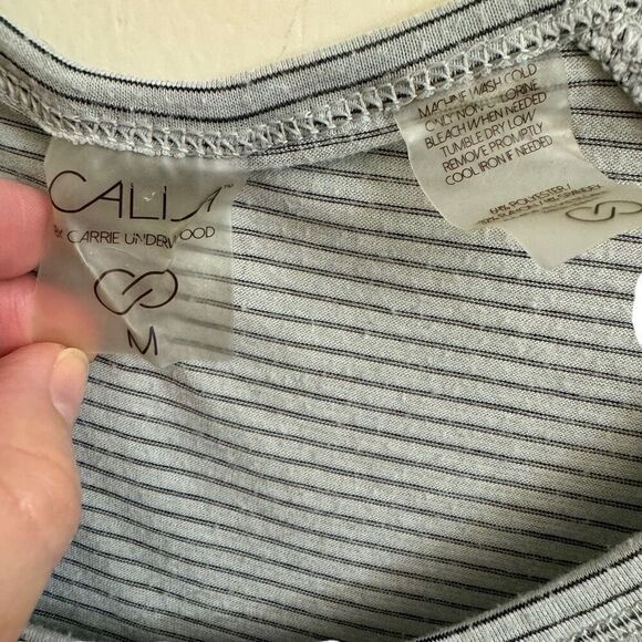 CALIA by Carrie Underwood Gray Striped Tee Side Slits Medium Activewear - Picture 4 of 7